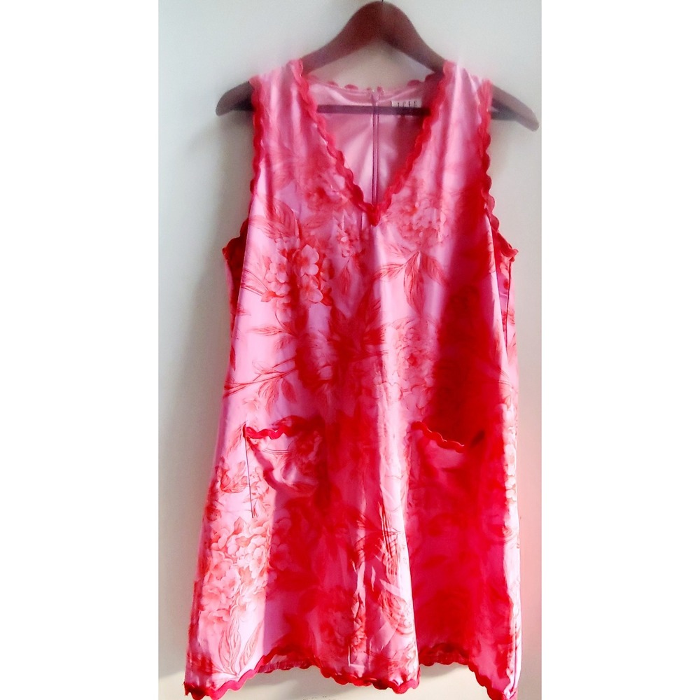 TCEC Dress M Sheath Hamptons M Violet & Red Floral Bric A Brac Trim Pockets Zip - Picture 4 of 10